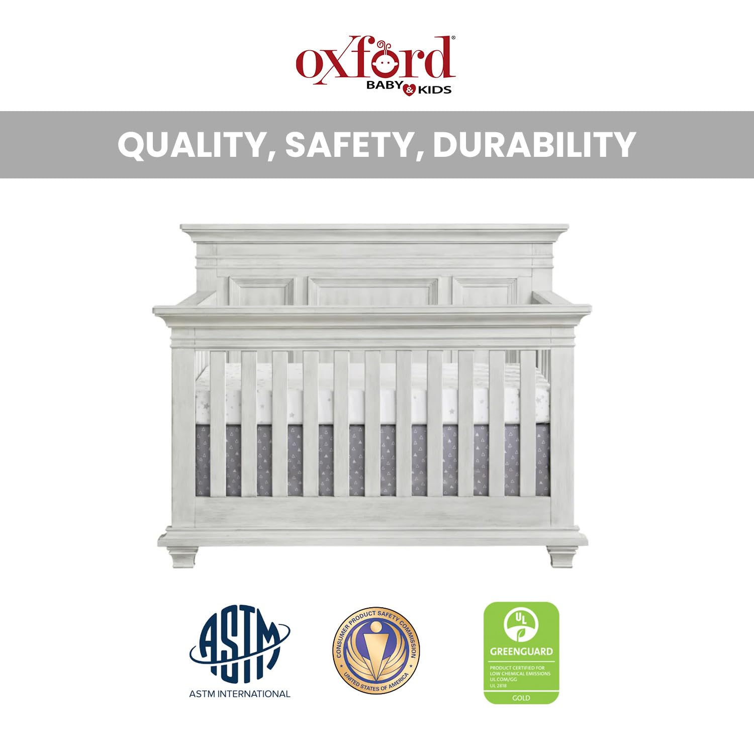 4-in-1 Convertible Crib with Toddler Bed Conversion
