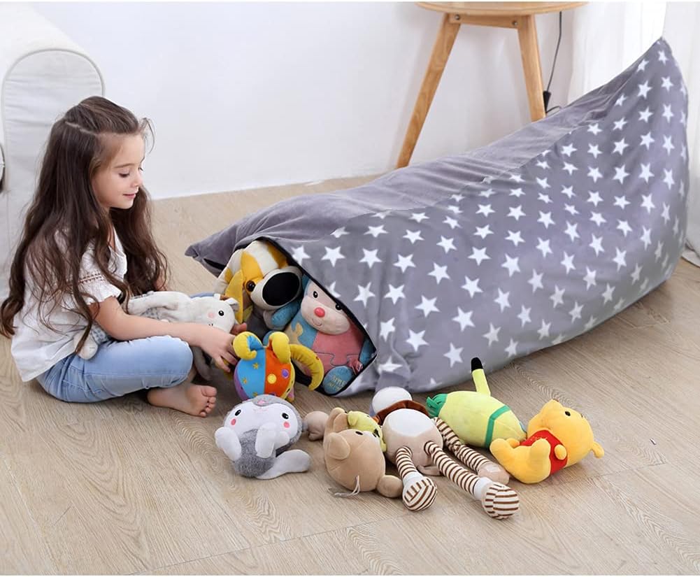 Stuffed Animal Storage Bean Bag Chair Cover | 53" Extra Large Beanbag for Kids and Adults