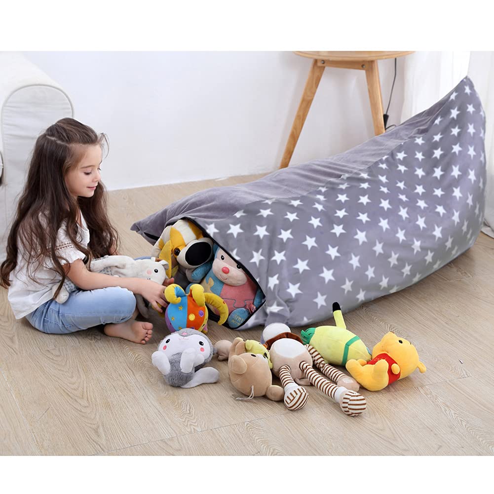 Stuffed Animal Storage Bean Bag Chair Cover | 53" Extra Large Beanbag for Kids and Adults