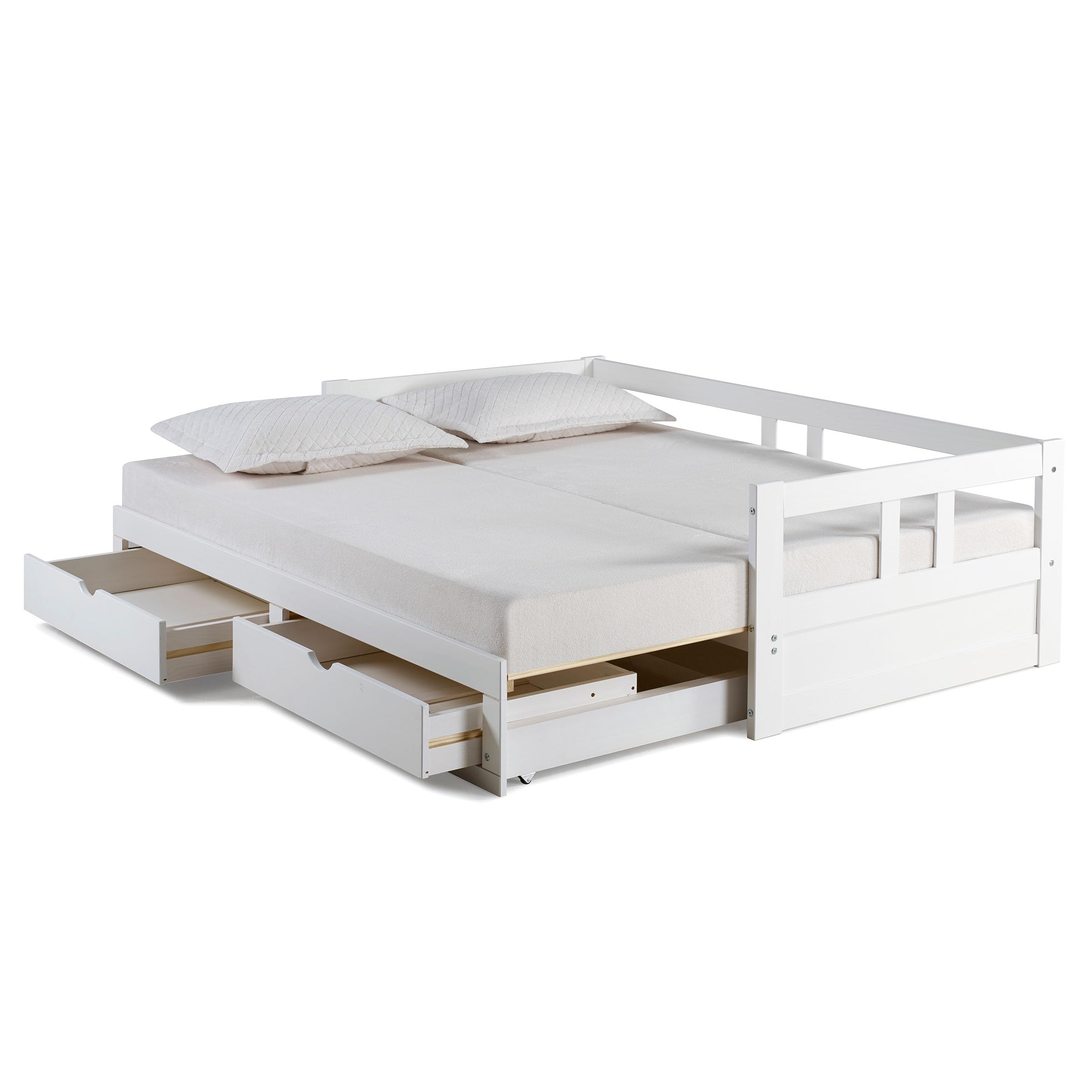 Convertible Twin to King Daybed with Trundle and Storage
