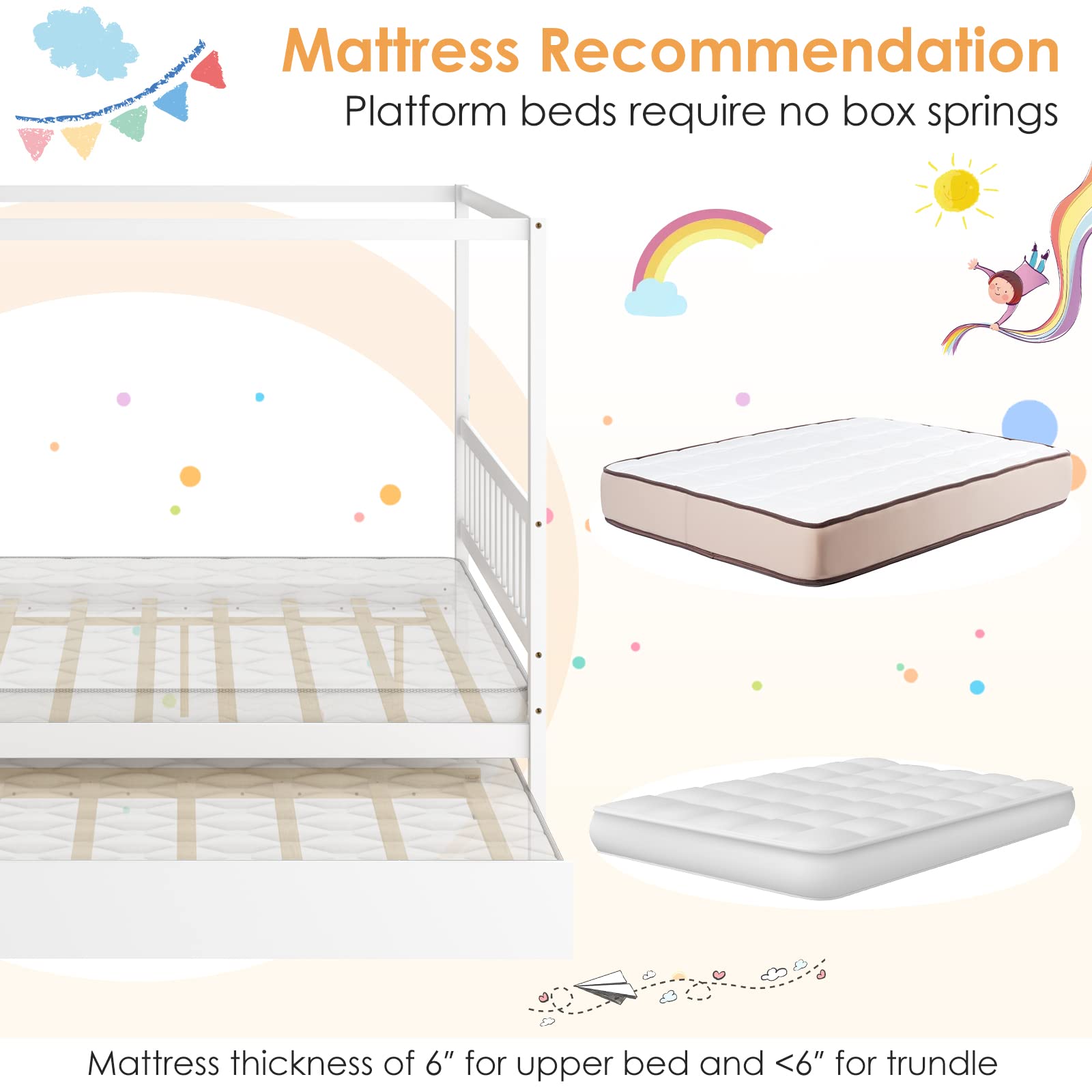 Full Size Canopy Bed with Trundle for Kids