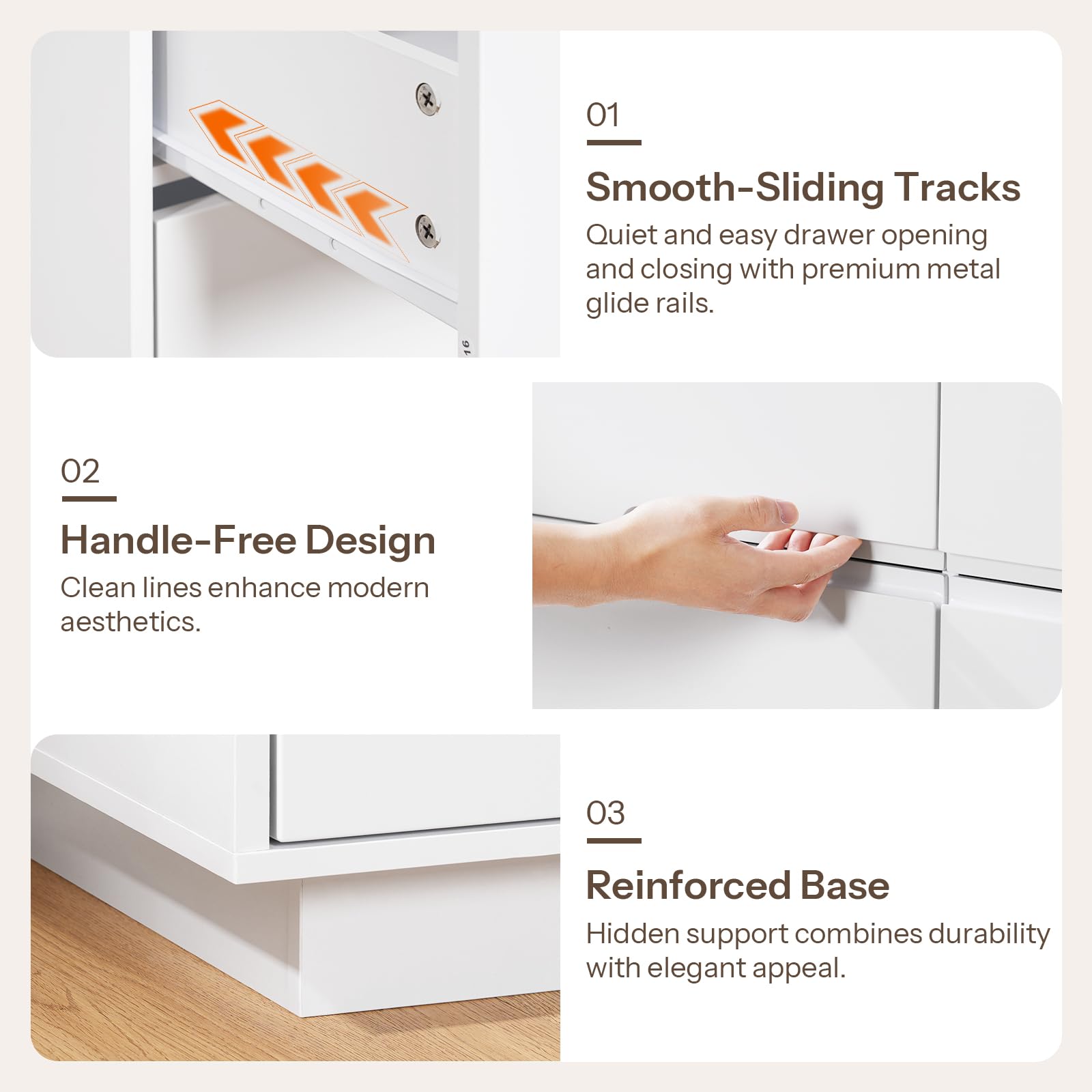 9 Drawer White Dresser with Charging Station and LED Lights