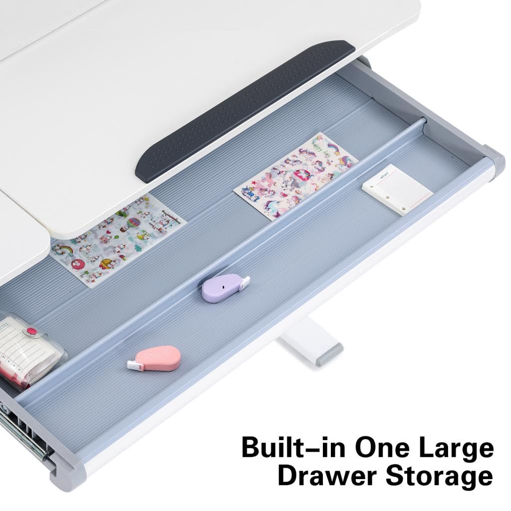 Adjustable Height Kids Desk with Tilting Desktop and Storage