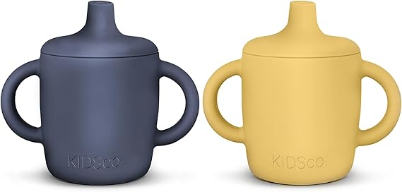 Silicone Sippy Cups with Easy Grip Transition Handles and a Soft Spout