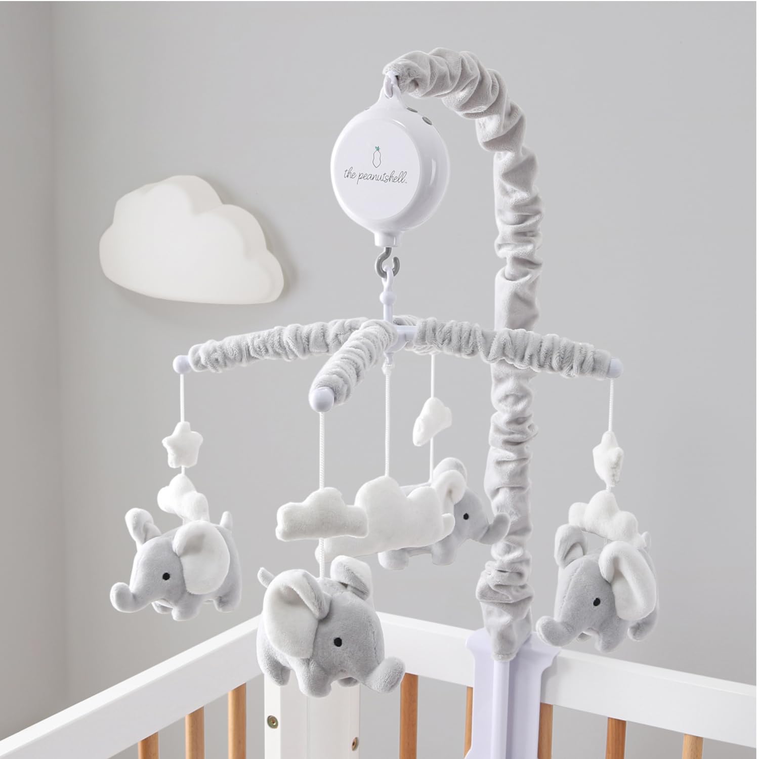 Crib Mobile for Girls or Boys - Soft Grey Musical Baby Crib Mobile