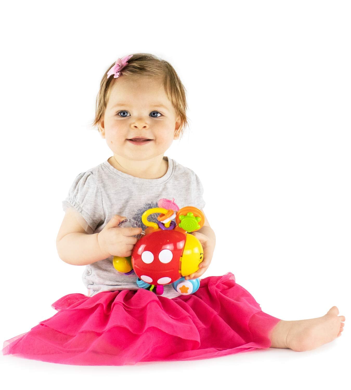 Infant Spin, Rattle and Teether & Interactive Ladybug Crawling Toy Set - Engaging Toys