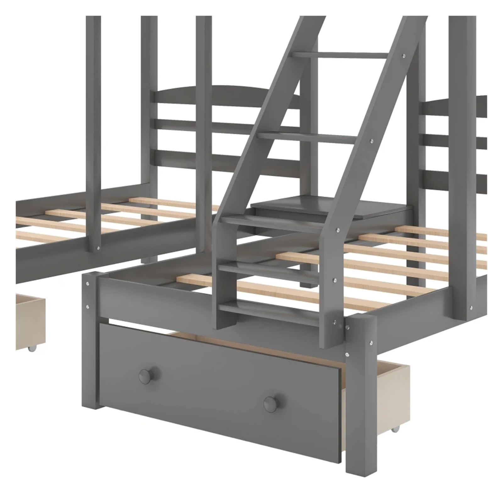 Triple Bunk Bed with Storage Drawers Grey