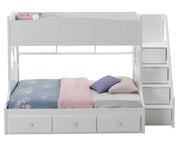 Meyer Twin/Full Bunk Bed with Storage Ladder and Drawers in White