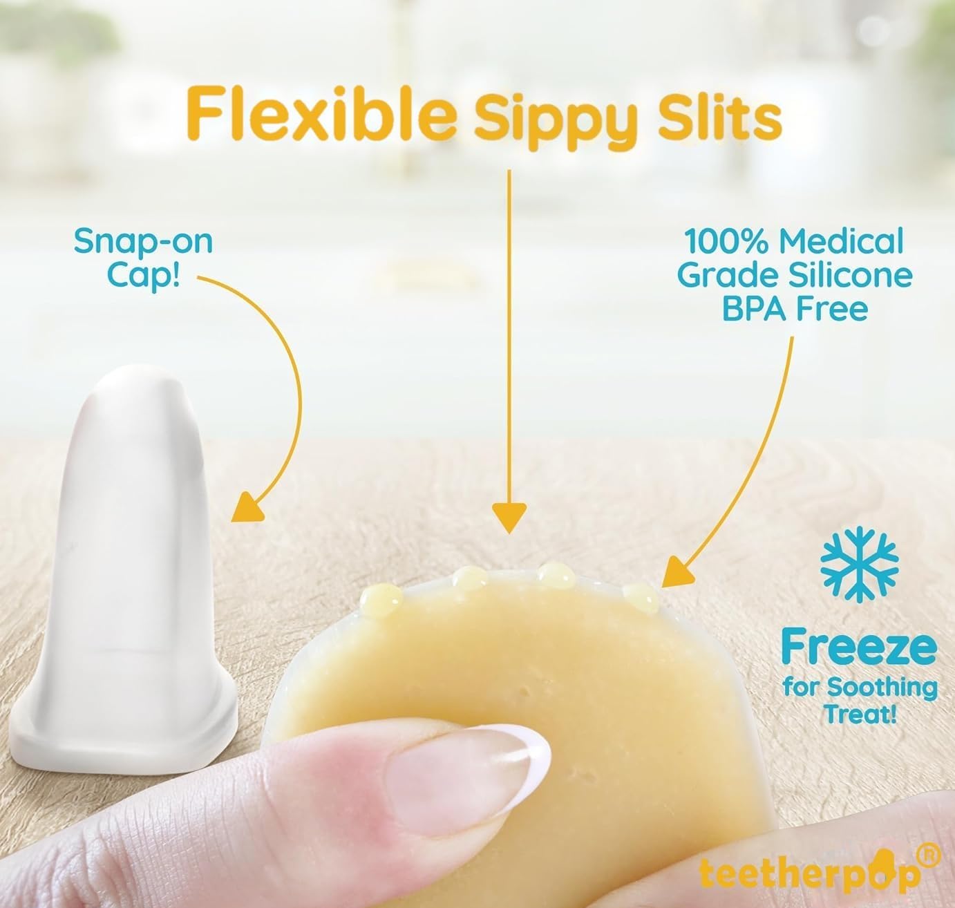 Teetherpop Fillable Silicone Teether for Babies (3-Pack) – Breastmilk Popsicle Molds for Teething w/Spill-Proof Sippy Slits – Baby Teethers for Liquid & Purée – Cooling Teething Relief (FuchsiaPink)