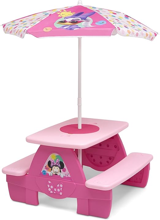 Mouse 4 Seat Activity Picnic Table with Umbrella and Lego Compatible