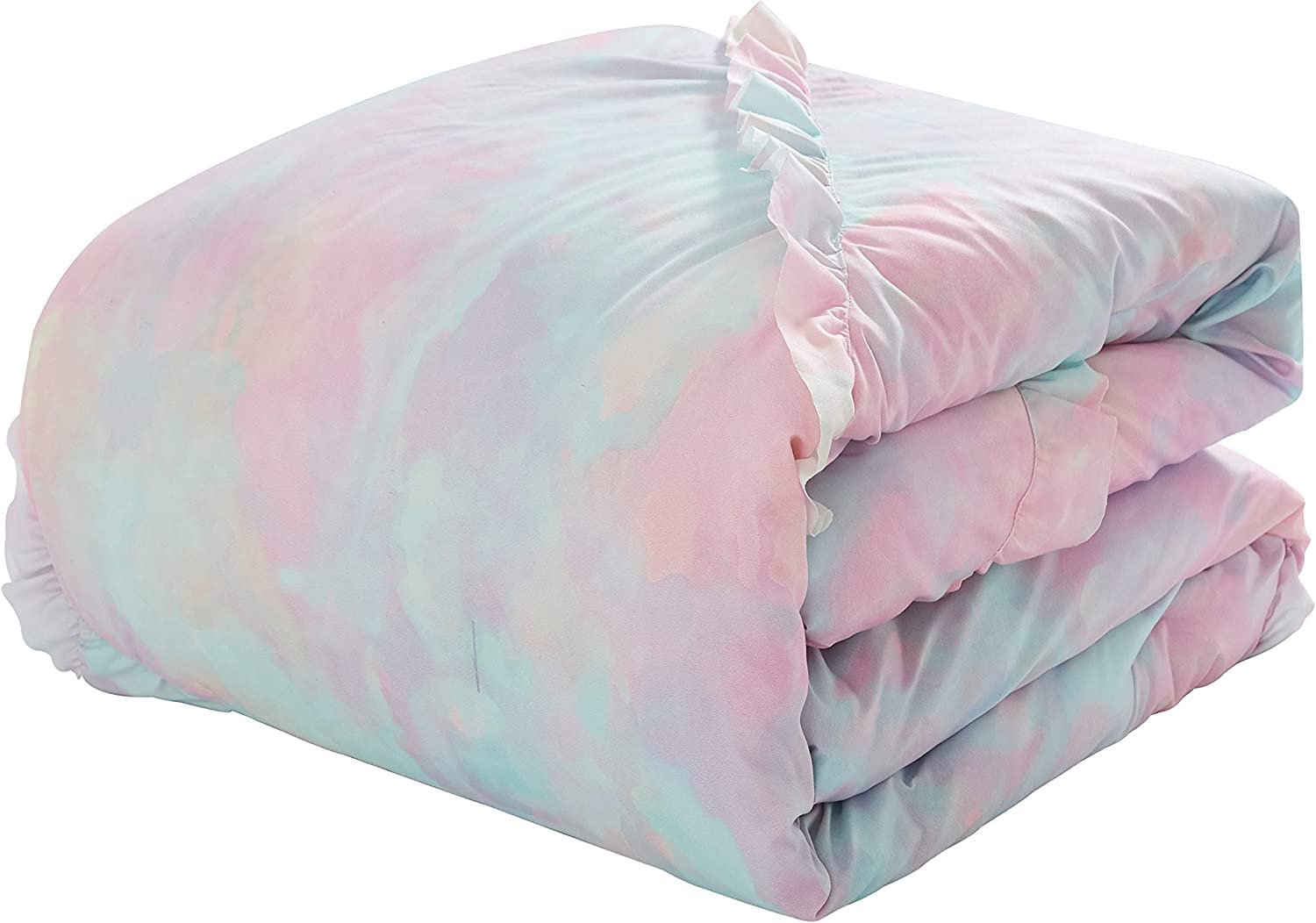 Toddler Emelie Tie Dye 4 Piece Ruffle Bed in a Bag Set,52"x48", Twin