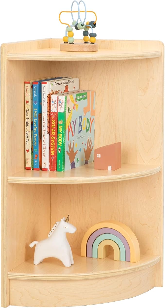 Rubber Wood 5-Compartment Montessori Shelf, 43.3" L, 2-Tier Toy Organizers and Storage