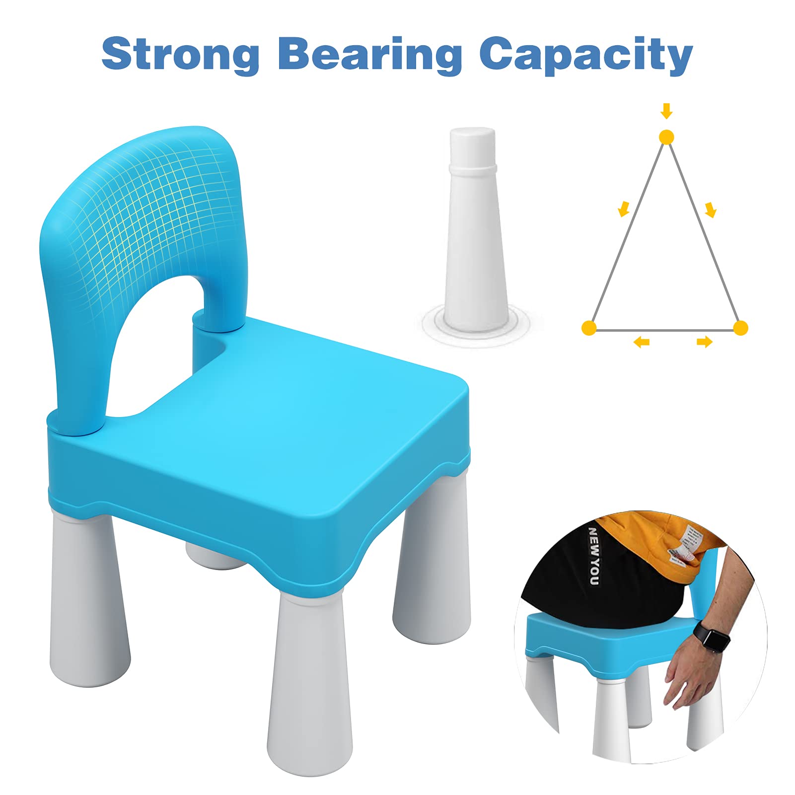 Plastic Toddler Chair with 9.3" Seat Height for Ages 2-4