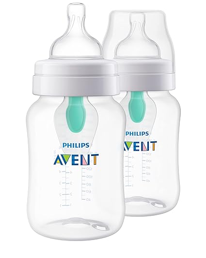 Philips Avent Anti-Colic Baby Bottle with AirFree Vent, 4oz, with Flow 1 Nipples