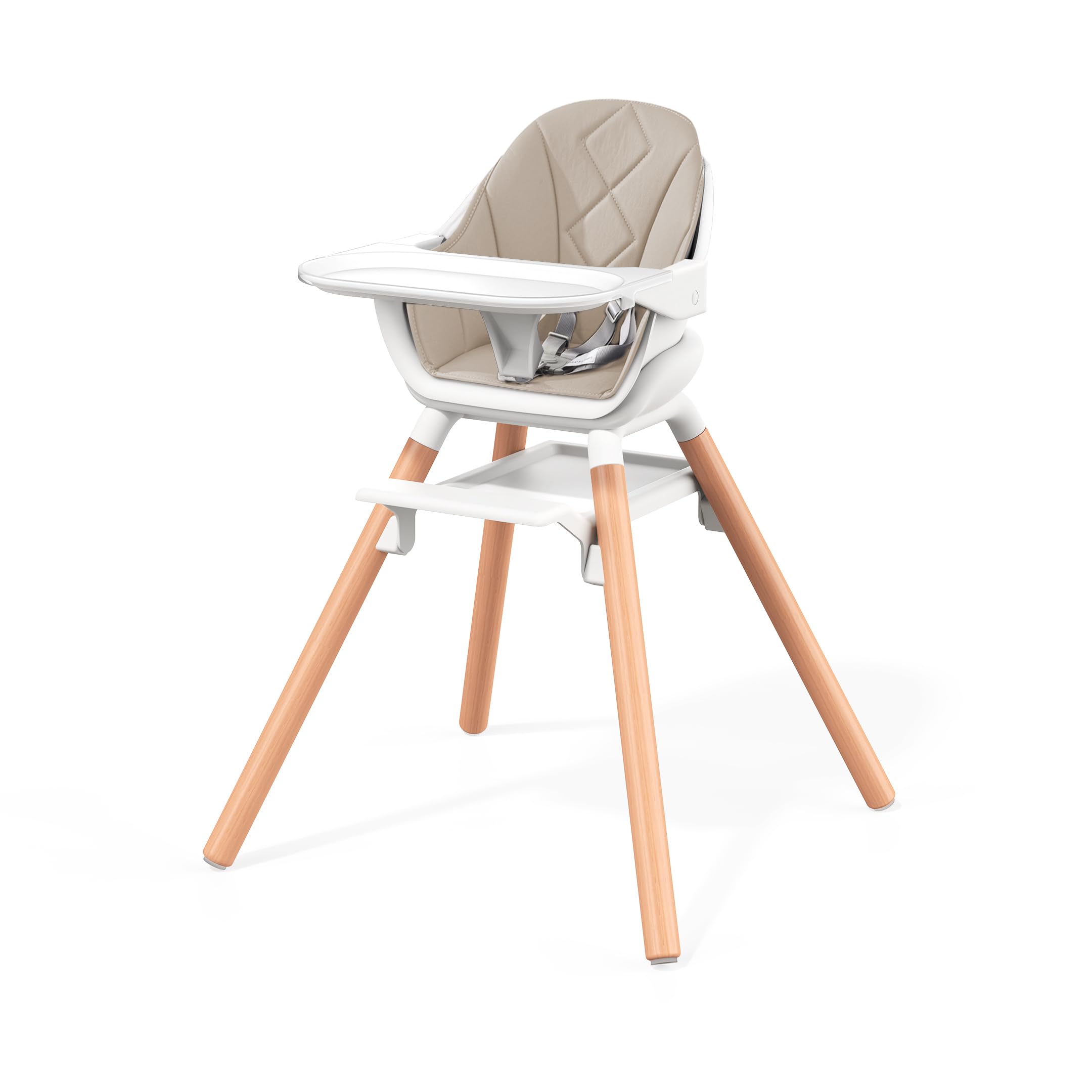 6-in-1 Convertible Baby High Chair with Wooden Legs