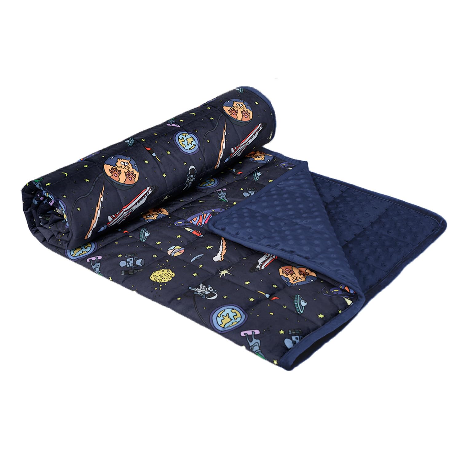 Weighted Blanket for Kids and Teens Printed Weighted Blanket 7 lbs (Navy+Space