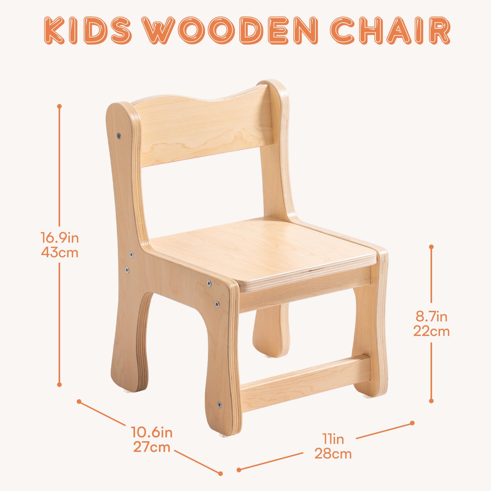 Wooden Toddler Chairs Set for Playroom and Dining
