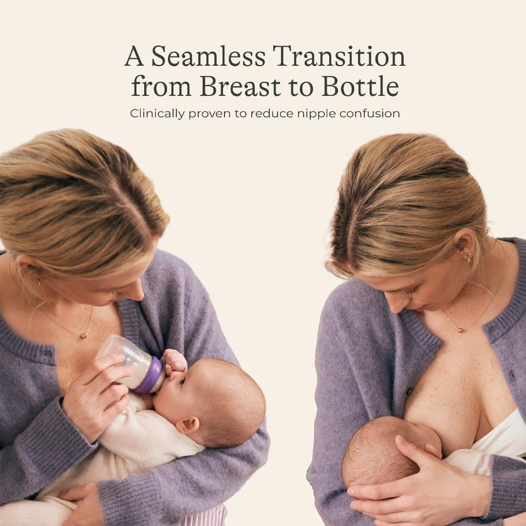 Anti-Colic Baby Bottles for Breastfeeding Babies, 8 Ounces, 4 Count, Includes