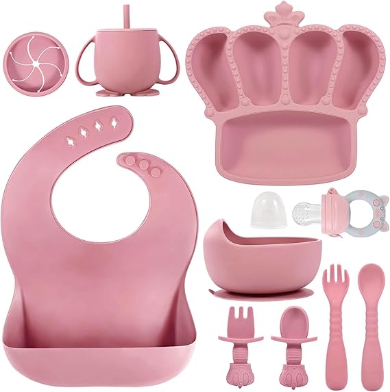 Silicone Baby Feeding Set 10 Pcs Baby Led Weaning Supplies Suction Bowl Divided