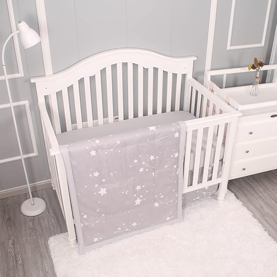 3 Piece Crib Bedding Set for Baby Boys Girls, Classic Nursery Bedding