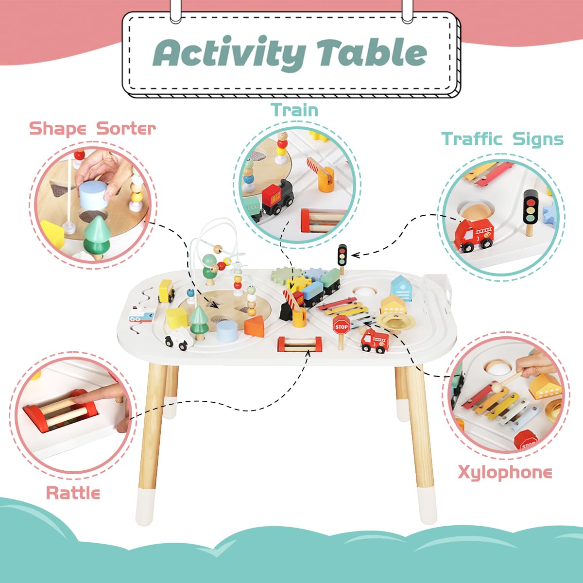 Wooden Activity Table for Toddlers