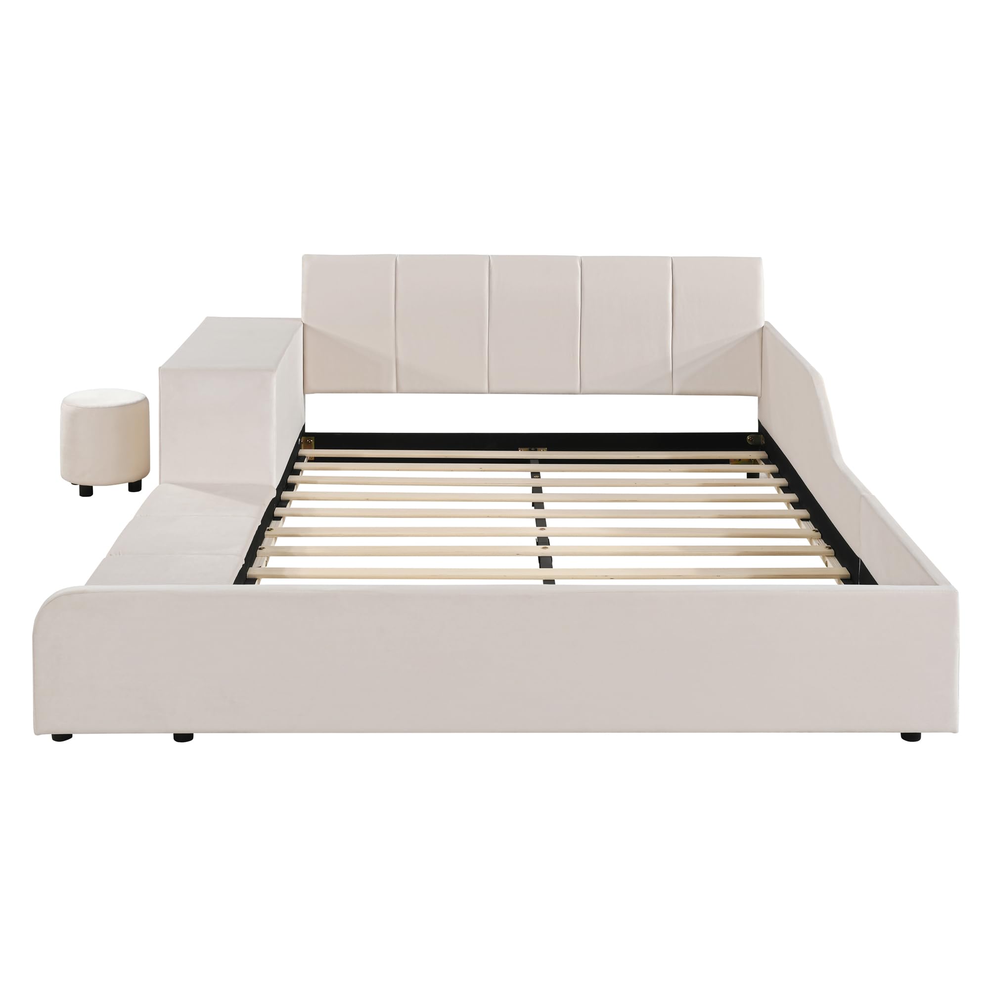 Full Size Velvet Bed Frames Upholstered Grounded Bed