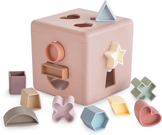 mushie Shape Sorting Box (Original) | Educational Learning Toy for Toddlers with 12 Shapes | Made in Denmark (10+ Months)