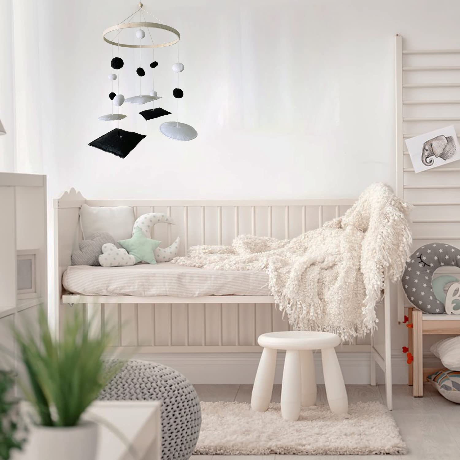 Montessori Mobile, Black and White Mobile for Baby