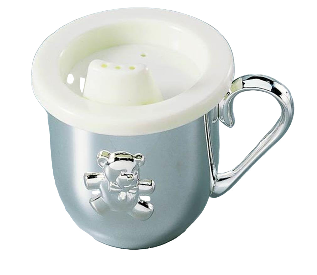 Silverplated Baby's First Sippy Cup With Handle And Sippy Lid Insert