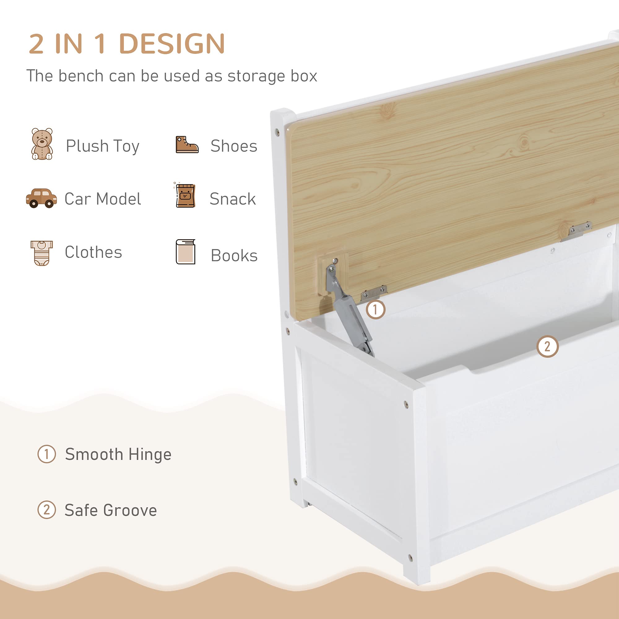 4-Piece Kids Table and Chair Set with Storage Bench