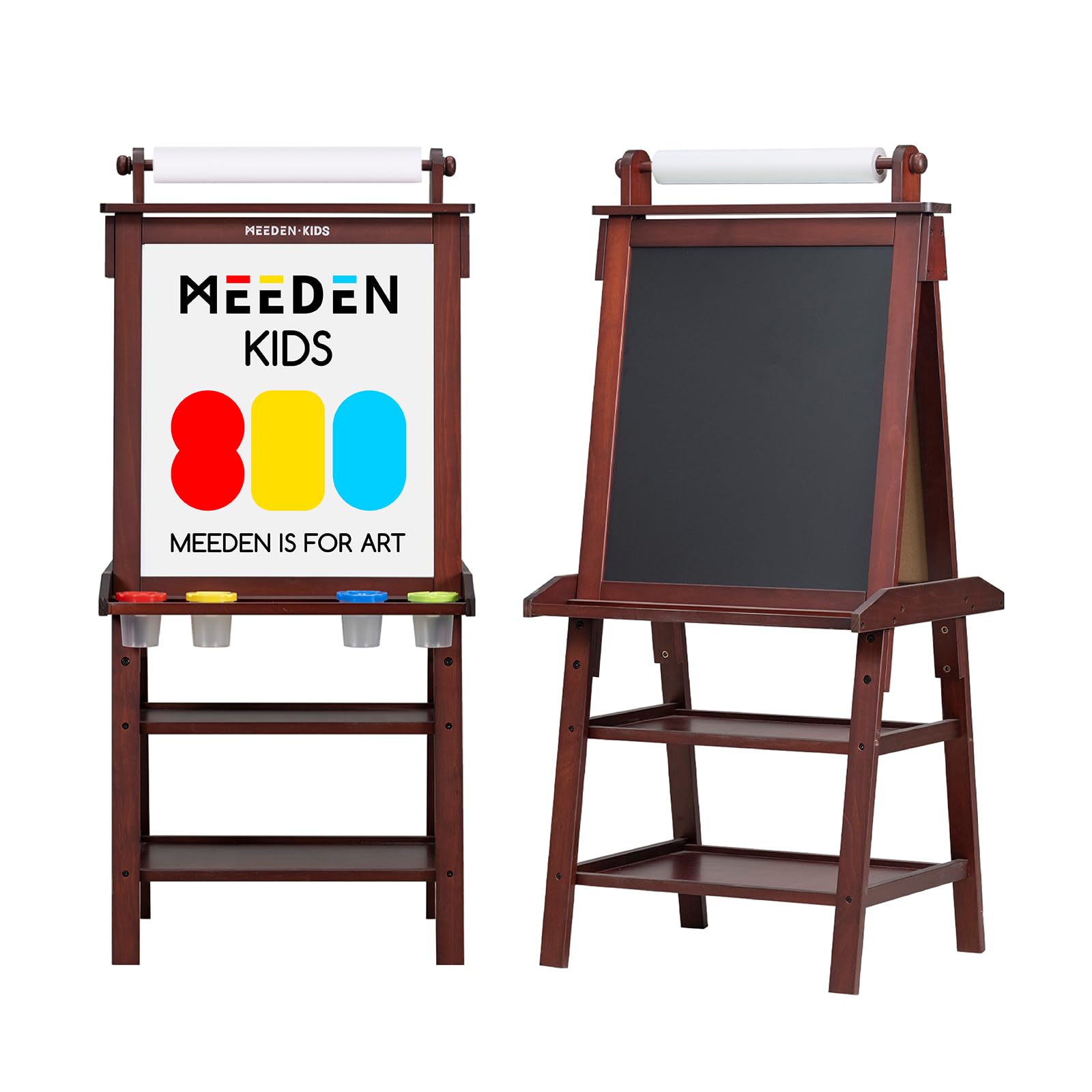 MEEDEN Art Easel for Kids: Double-Sided Wooden Kids Easel with Paper Roll for Boys Girls - All-in-One Kids Art Easel with Chalkboard & Magnetic Whiteboard or Aged 4-8, 8-12 Painting Drawing