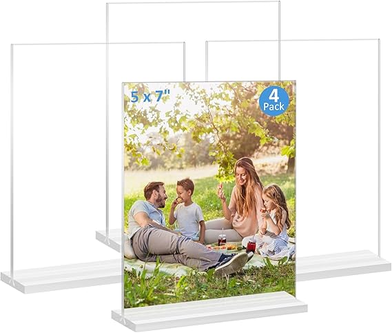 Picture Frames 8x10 inches, 4 Pack Clear Plastic Picture Frames Holder Standing