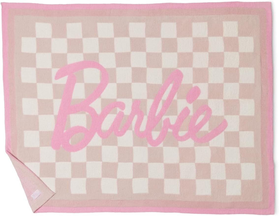 CozyChic® Barbie Checkered Throw, Barbie Pink Multi, 54"x72"
