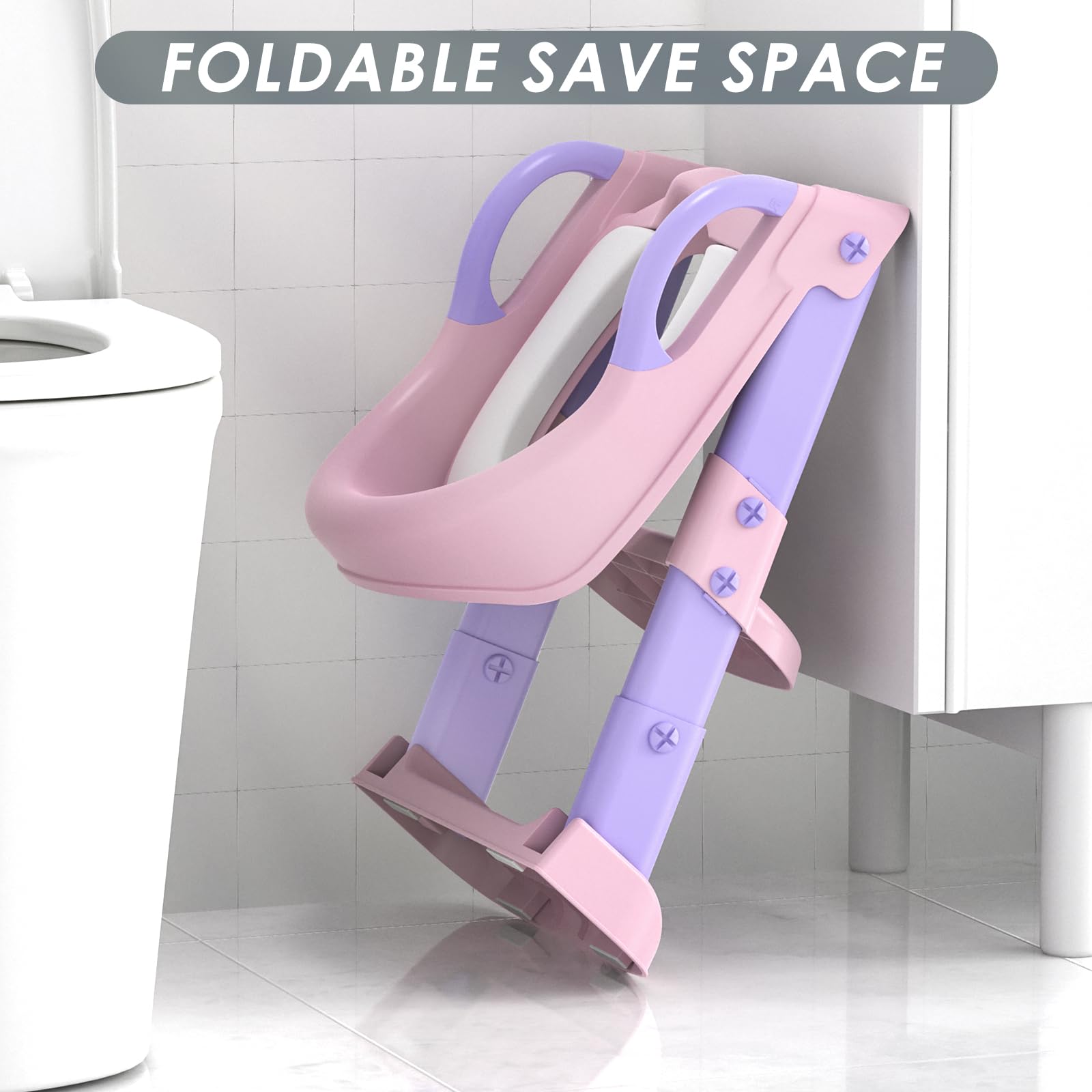 Zieyeen Potty Training Seat with Step Stool Ladder, Toddler Potty Training Toilet for Boys Kids, Potty Chair Adjustable Potty Seat for Toilet with Anti-Slip Wide Steps Splash Guard Safety Handles