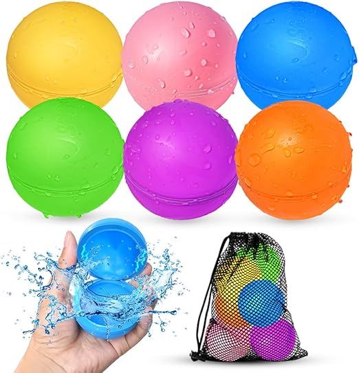 12Pcs Reusable Water Balloons, Pool Beach water Toys for Boys and Girls