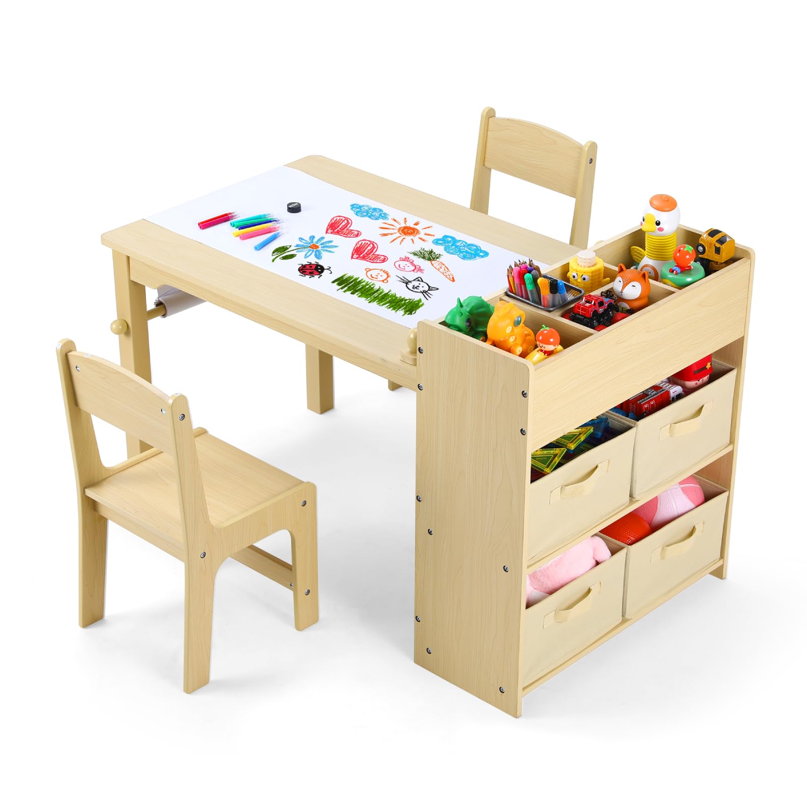 Kids Art Table and Chairs Set with Storage