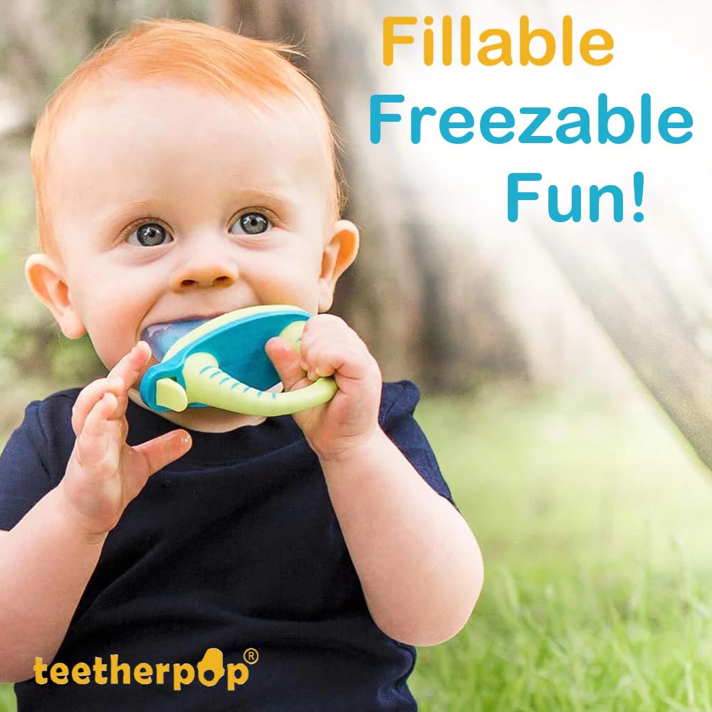 Teetherpop Fillable Silicone Teether for Babies (3-Pack) – Breastmilk Popsicle Molds for Teething w/Spill-Proof Sippy Slits – Baby Teethers for Liquid & Purée – Cooling Teething Relief (FuchsiaPink)