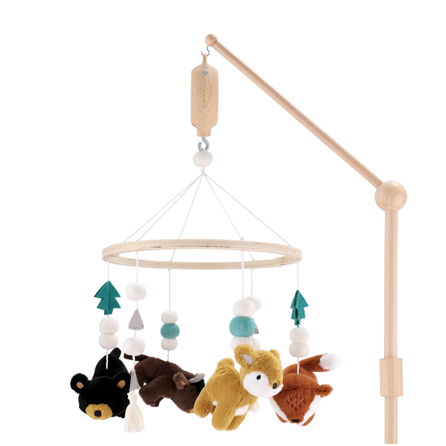 Crib Mobile for Boys or Girls - Wooden Musical Baby