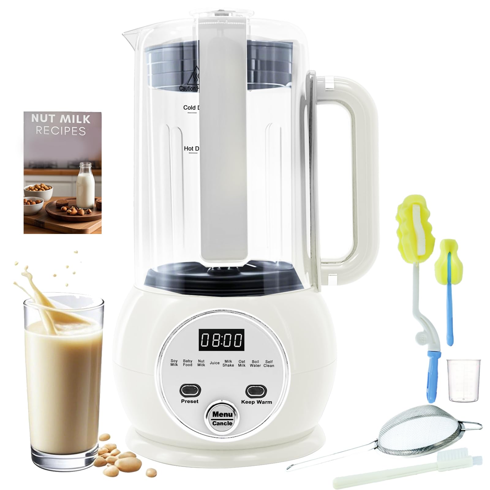 51oz Automatic Nut Milk Maker,10 in 1 Soy Milk Maker Machine 20 Blades