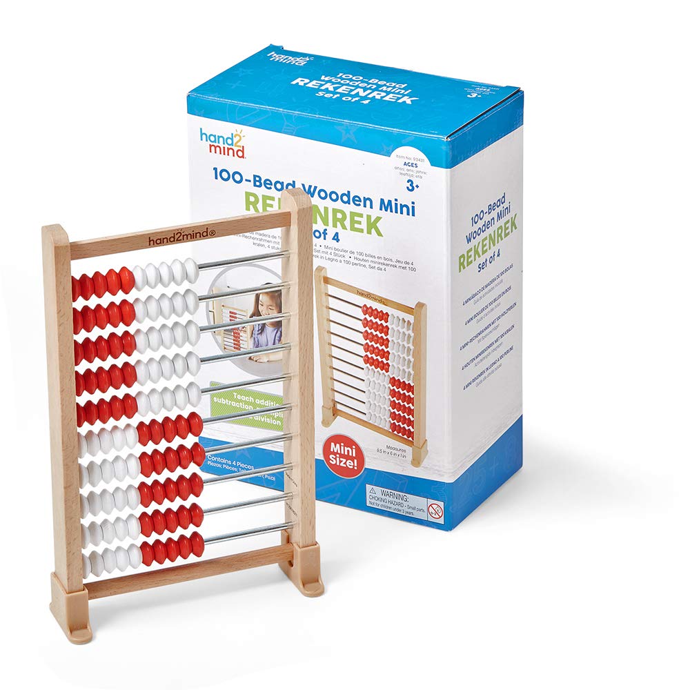 100 Bead Wooden Rekenrek, Abacus for Kids, Math Manipulatives Kindergarten