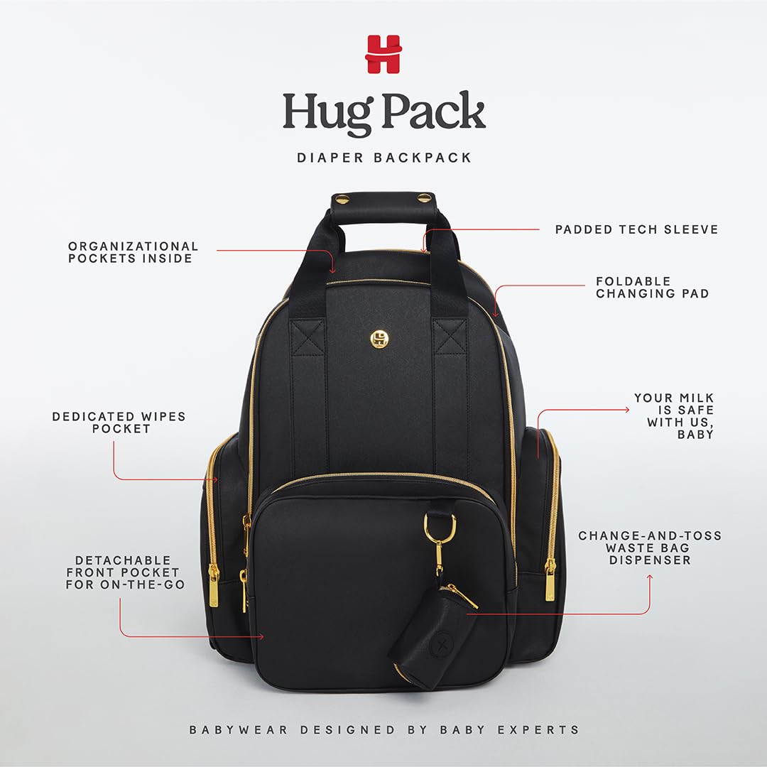 Hug Pack Diaper Backpack, Dark Grey Heather, O/S