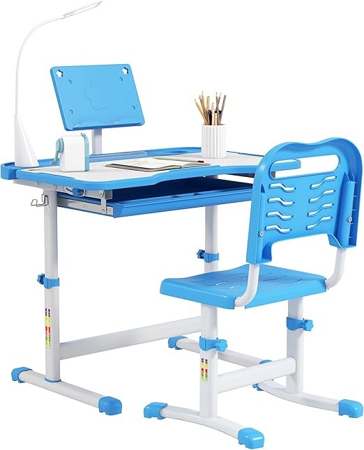 Kids Desk and Chair Set, Height Adjustable School Desk Chair Set
