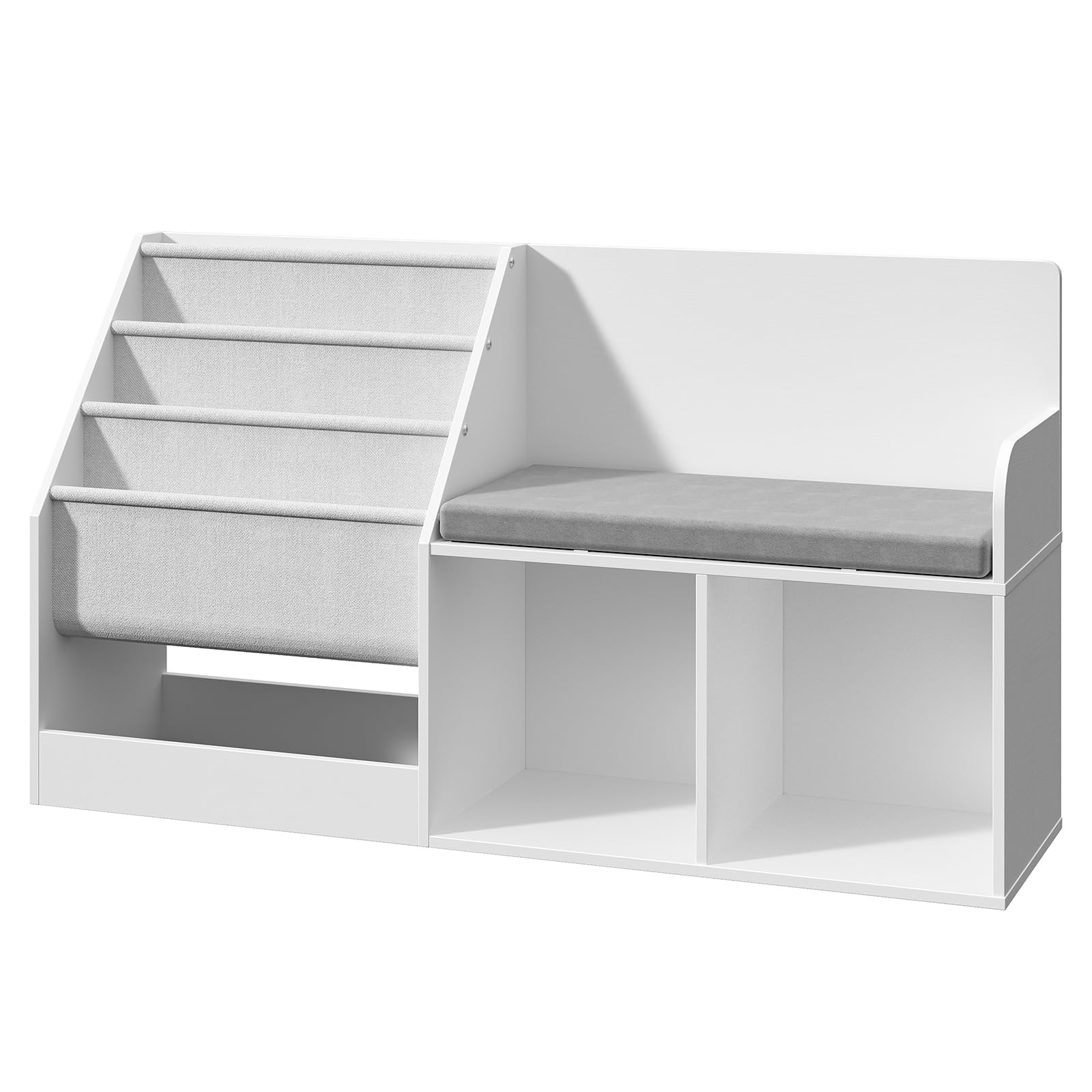 42.1" Kids Bookshelf with Reading Nook, Toy Storage Organizer
