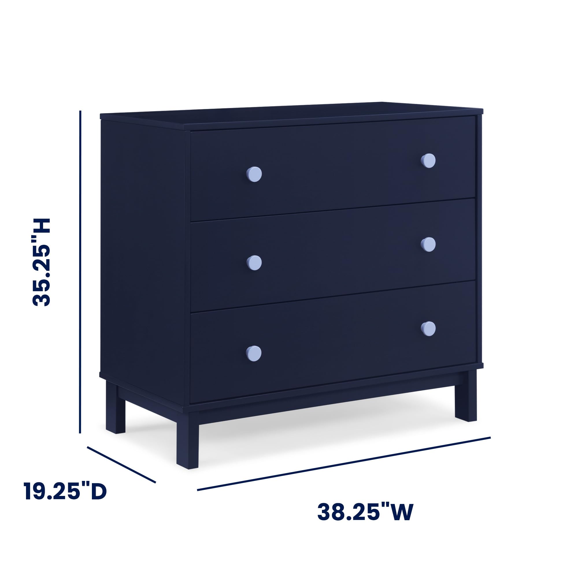 3 Drawer Dresser with Interlocking Drawers for Nursery
