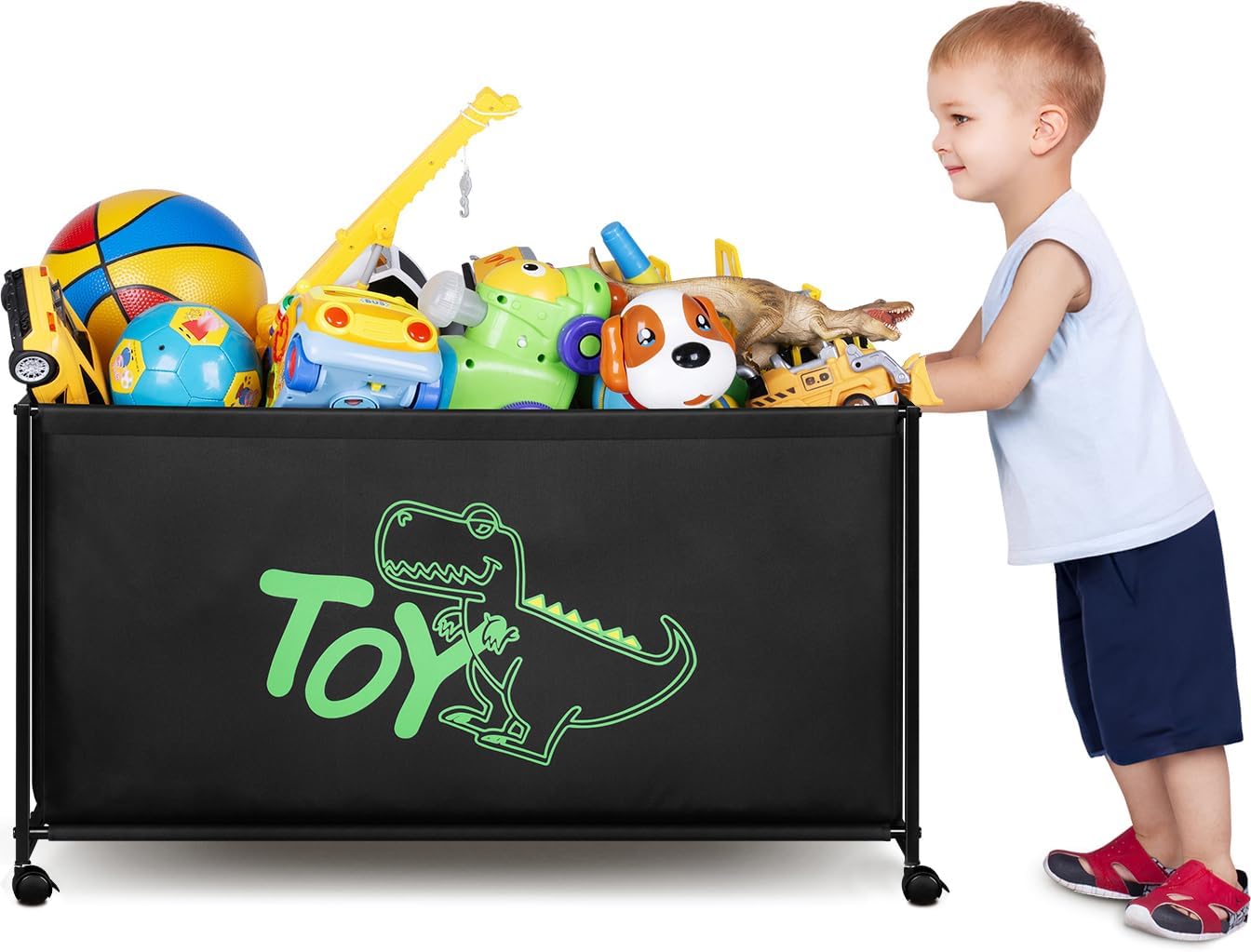 Large Toy Box with Wheels Big Toy Chest for Kids Organizer Toy Storage Bin