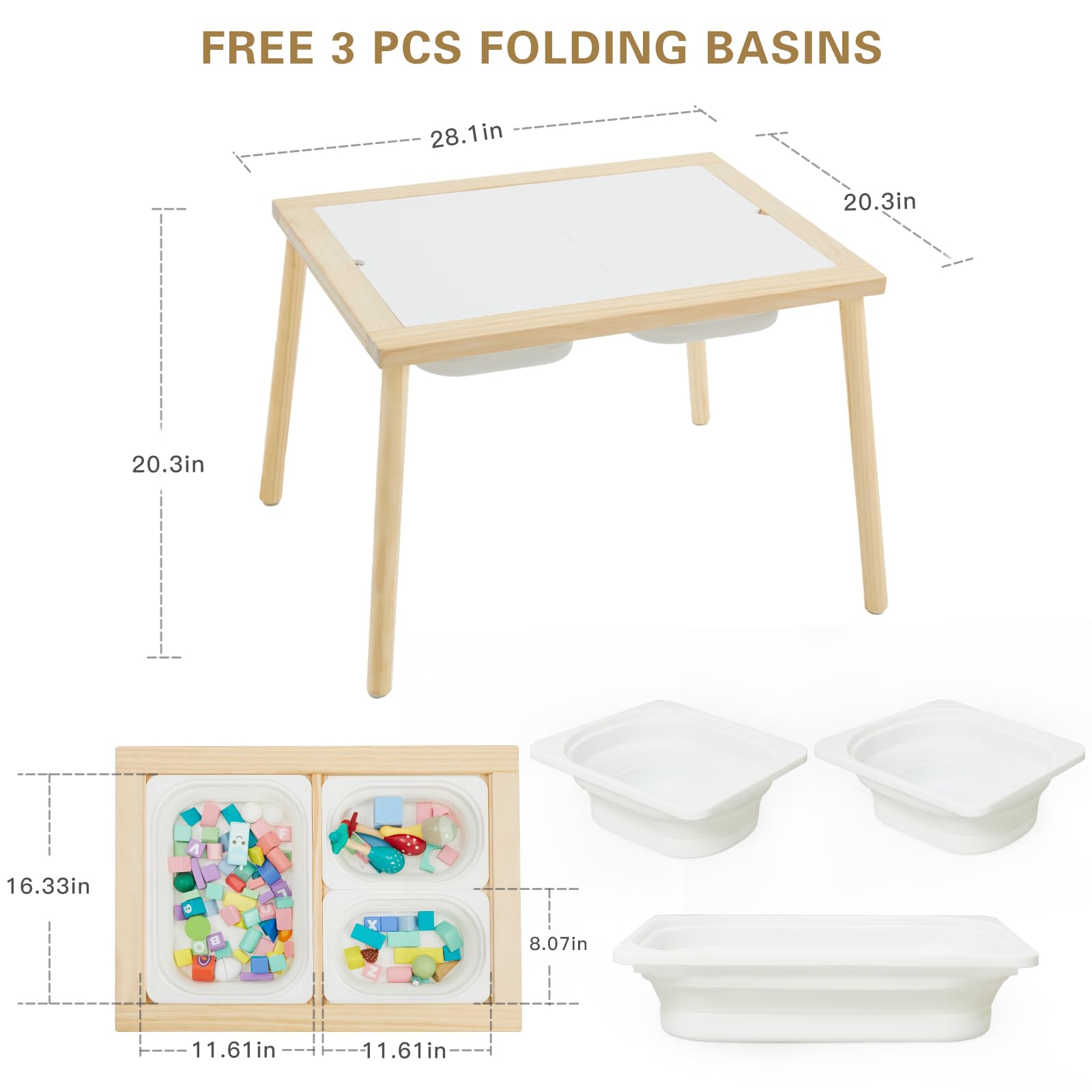 Kids Sensory Activity Table with Storage Bins