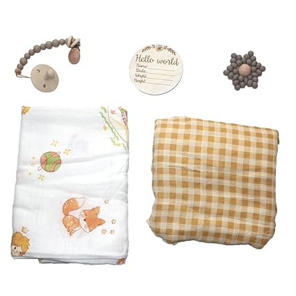 Newborn Baby Gift Box | Educational Teething Toy & Soothing Crochet Rattle