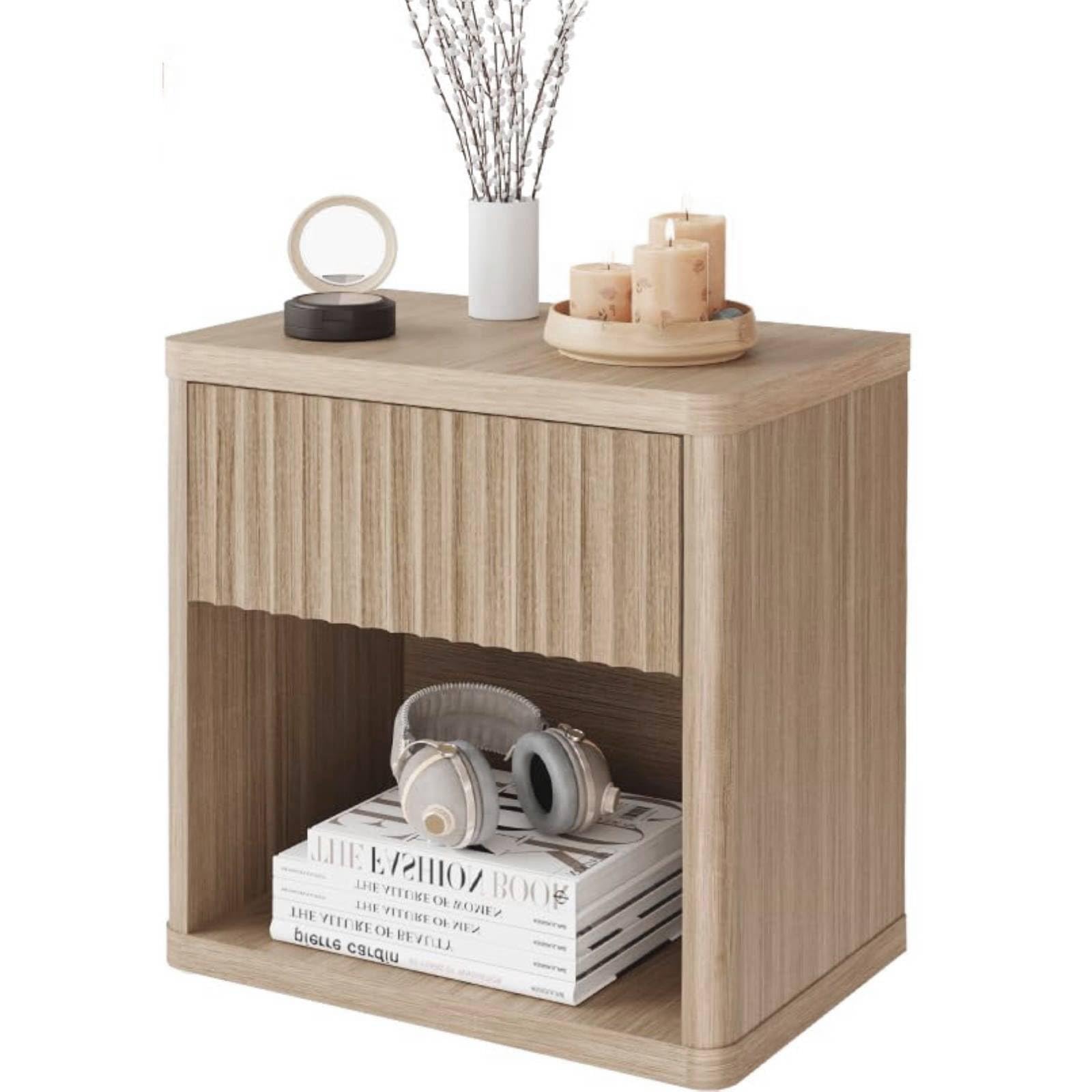 Large Modern Nightstand with Drawer Storage