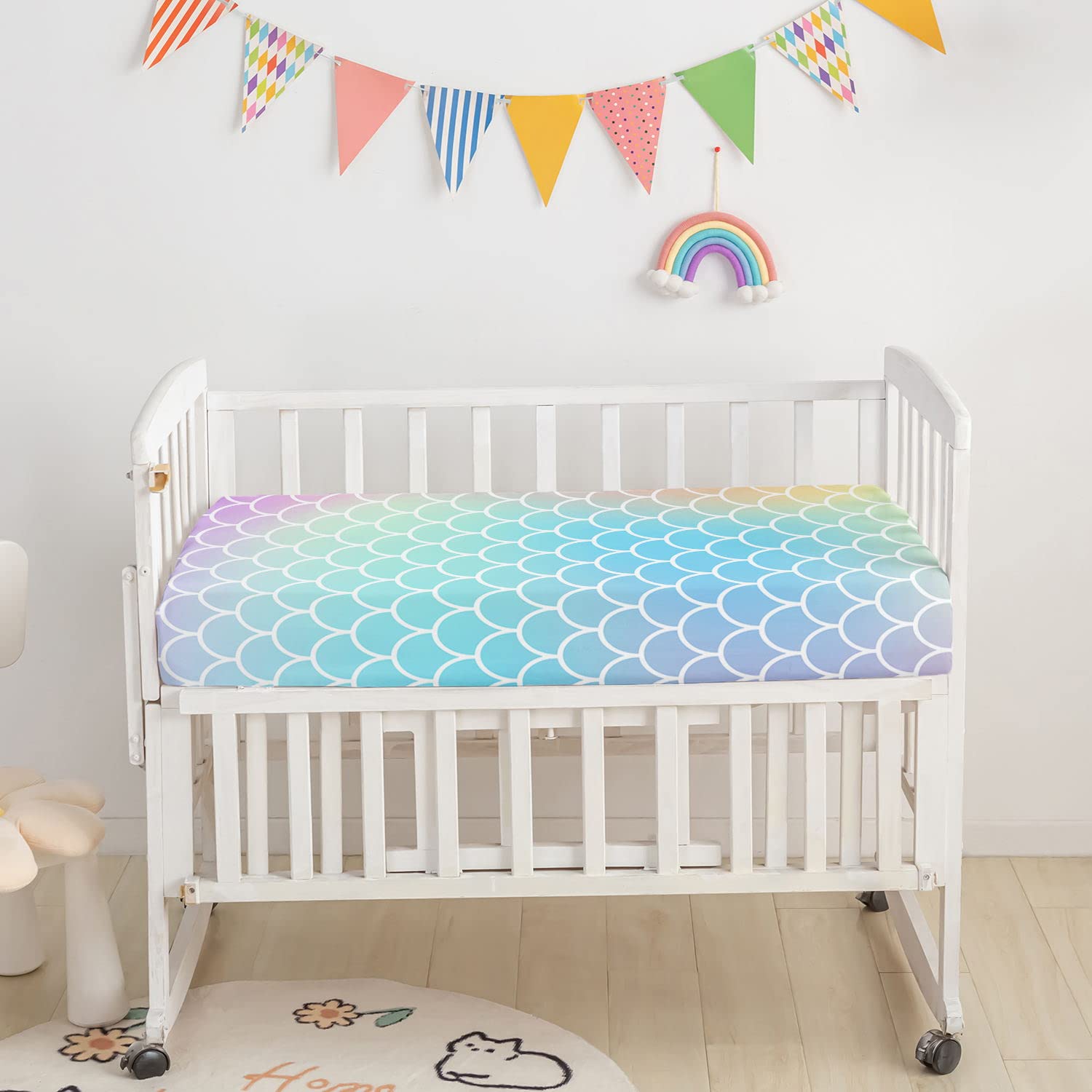 3pcs Nursery Crib Bedding Set with Comforter, Sheet & Skirt