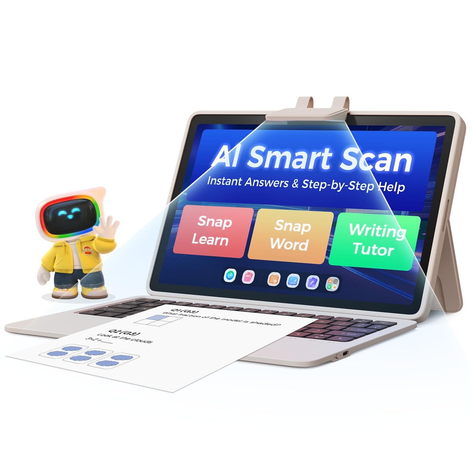 AI Kids Tablet with Scanner - 50000+ Content AI Tutor Learning Tablet with ELA